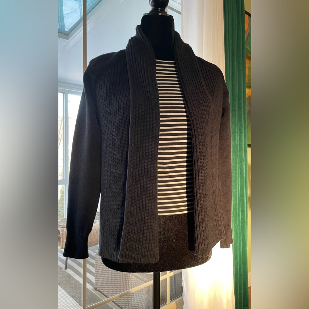 L.L. Bean Black Open Front Cardigan Women’s Petite